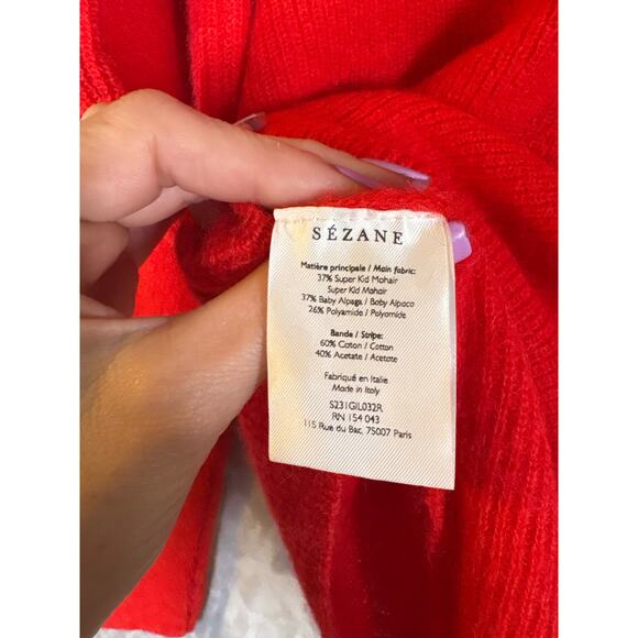 Sezane Barry Cardigan Red Super Kid Mohair Small Quiet Luxury Alpaca Sweater - Picture 9 of 11